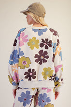 Load image into Gallery viewer, Easel Floral Print Mineral Washed Terry Pullover Top in Khaki
