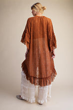 Load image into Gallery viewer, Easel Sheer Brushed Lace Ruffle Bottom Tunic in Cinnamon
