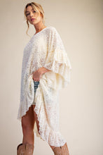 Load image into Gallery viewer, Easel Sheer Brushed Lace Ruffle Bottom Tunic in Ivory
