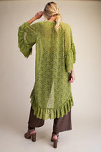 Load image into Gallery viewer, Easel Sheer Brushed Lace Ruffle Bottom Tunic in Matcha
