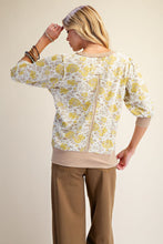 Load image into Gallery viewer, Easel Textured Floral Pattern Washed Top in Mustard Khaki

