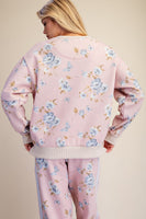 Easel Signature Printed Washed Pullover Top in Cotton Pink