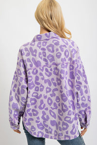 Easel Leopard Print Shacket in Lavender Shacket Easel   