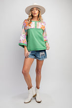 Load image into Gallery viewer, Easel Mixed Print Terry Knit Top in Apple Green Shirts &amp; Tops Easel   
