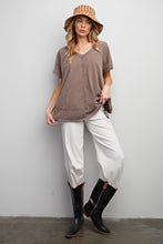 Load image into Gallery viewer, Easel Solid Color Cotton Blend Knit Top in Ash
