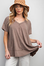 Load image into Gallery viewer, Easel Solid Color Cotton Blend Knit Top in Ash
