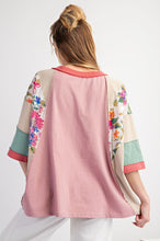 Load image into Gallery viewer, Easel Mixed Print Color Block Top in Dusty Rose
