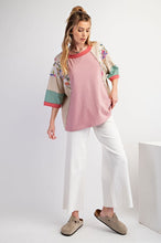 Load image into Gallery viewer, Easel Mixed Print Color Block Top in Dusty Rose
