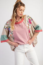 Load image into Gallery viewer, Easel Mixed Print Color Block Top in Dusty Rose
