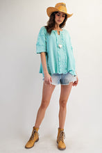 Load image into Gallery viewer, Easel Textured Ribbed Knit Top in Atlantis Green ON ORDER
