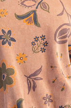 Load image into Gallery viewer, Easel Floral Print Mineral Washed Henley Top in Mocha Mousse ON ORDER
