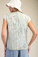 Easel Floral Patchwork Front Bow Tie Vest in Sage