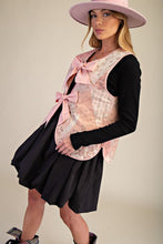 Load image into Gallery viewer, Easel Floral Patchwork Front Bow Tie Vest in Vintage Rose
