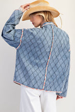 Load image into Gallery viewer, Easel Diamond Quilted Jacket in Washed Denim
