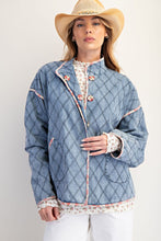 Load image into Gallery viewer, Easel Diamond Quilted Jacket in Washed Denim
