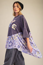 Load image into Gallery viewer, Easel OVERSIZED Solid and Mixed Print LOVE Patched Top in Ash
