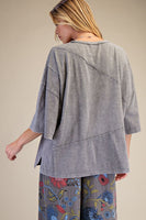 Easel OVERSIZED Mineral Washed Cotton Top in Grey