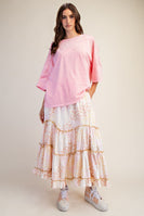 Easel OVERSIZED Mineral Washed Cotton Top in Pale Pink