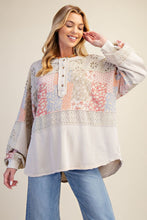 Load image into Gallery viewer, Easel Mixed Print Patchwork Top in Light Khaki
