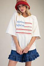 Load image into Gallery viewer, Easel American Flag Terry Knit Pullover Top in Ivory
