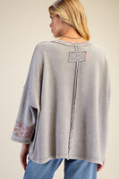 Easel Patchwork Print Loose Fit Top in Ash