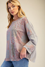 Load image into Gallery viewer, Easel Patchwork Print Loose Fit Top in Ash
