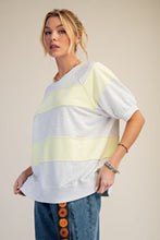 Load image into Gallery viewer, Easel Mineral Washed Boxy Rugby Striped Top in Light Heather Grey
