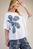Easel Bandana Flower Top in White