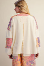 Load image into Gallery viewer, Easel Signature Print Washed Terry Knit Top in Lime Rose
