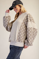 Easel Mix Fabric Pullover Top in Khaki