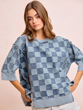 Load image into Gallery viewer, BiBi OVERSIZED Denim Checkered Top in Denim

