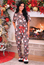 Load image into Gallery viewer, Jess Lea Bow Santa Safari Chic Ruffle Pajama Set in Leopard
