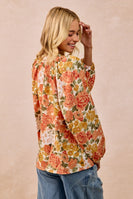 BiBi Rose Floral Mix Print Exaggerated Balloon Sleeve Top in Floral