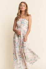 Load image into Gallery viewer, J.nna Floral Print Embroidered Strapless Midi Dress in Spring Bloom
