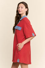 Load image into Gallery viewer, J.nna Retro-Remix Waffle Romper in Washed Red
