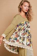 Load image into Gallery viewer, POL Ribbed and Mixed Floral Print Knit Top in Moss Green
