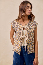 Load image into Gallery viewer, BiBi Open Front Bow Tie Closure Sweater Vest in Leopard

