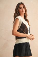 Load image into Gallery viewer, Miou Muse Argyle Pattern Soft Knit Sweater Vest in Cream Multi

