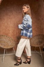 Load image into Gallery viewer, Davi &amp; Dani Mix n Match Plaid and Denim Shacket in Light Denim
