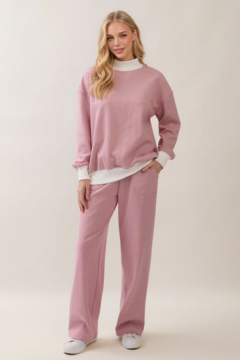 Veveret Striped Lounge Pants in Dusty Rose