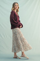 Wishlist Brushed Knit Sweater with Bow Detail Front in Bordeaux