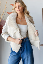 Load image into Gallery viewer, Oli &amp; Hali Faux Fur and Leather CROPPED Jacket with Cable Knit Sweater Sleeves in Cream
