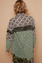 Load image into Gallery viewer, POL OVERSIZED Mixed Fabric Button Down Shacket in Choco Multi
