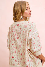 Load image into Gallery viewer, BiBi OVERSIZED Washed Twill Floral Print Top in Cream/Red Floral
