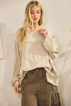 Load image into Gallery viewer, Sage+Fig Studded Heart Patched Top in Gray

