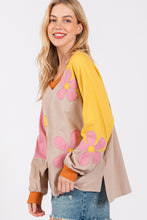 Load image into Gallery viewer, Sage+Fig OVERSIZED Multi Colored Daisy Patch Top in Mushroom
