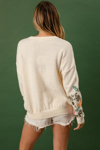 BiBi Embroidery Detailed Knit Sweater in Cream