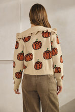 Load image into Gallery viewer, LovLov Sailor Collar Pumpkin with Ribbon Cardigan in Oatmeal
