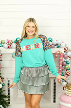 Load image into Gallery viewer, Grace+Emma MERRY Sweatshirt in Turquoise
