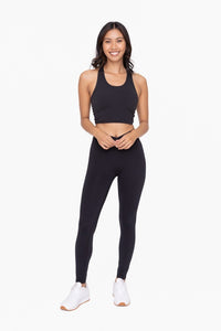 Mono B Venice Crossover Waist Leggings in Black